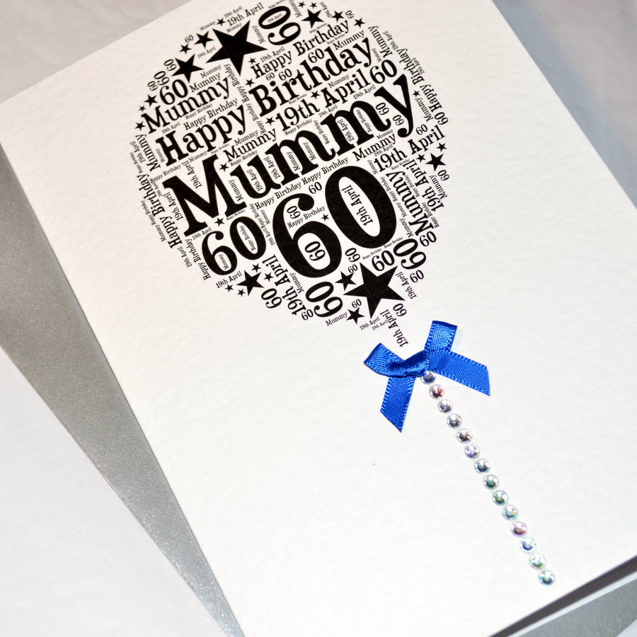 60th happy birthday balloon sparkle card by sew very english ...
