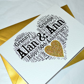 Personalised 50th Wedding Anniversary Love Sparkle Card, 7 of 11