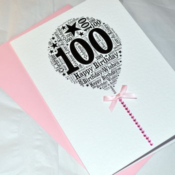 100th Happy Birthday Balloon Sparkle Card, 8 of 11