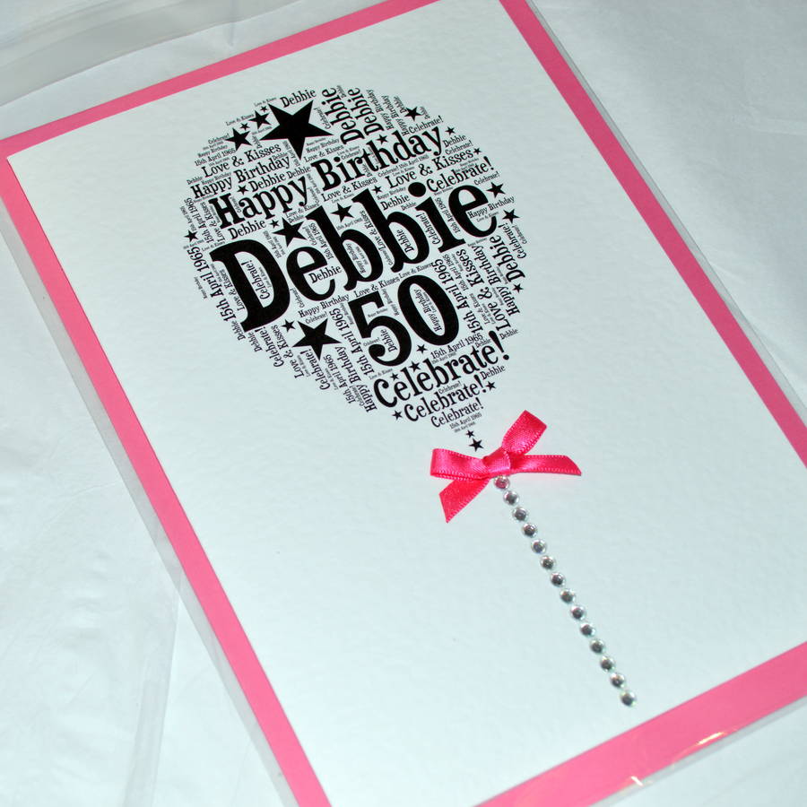 50th happy birthday balloon sparkle card by sew very english ...