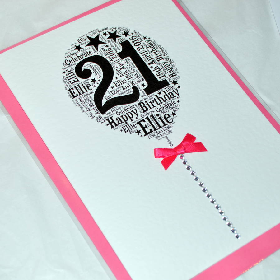 21st happy birthday balloon sparkle card by sew very english ...