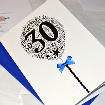 30th Happy Birthday Balloon Sparkle Card, 12 of 12
