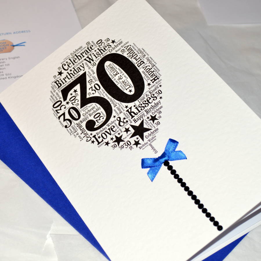 30th Happy Birthday Balloon Sparkle Card By Sew Very English ...
