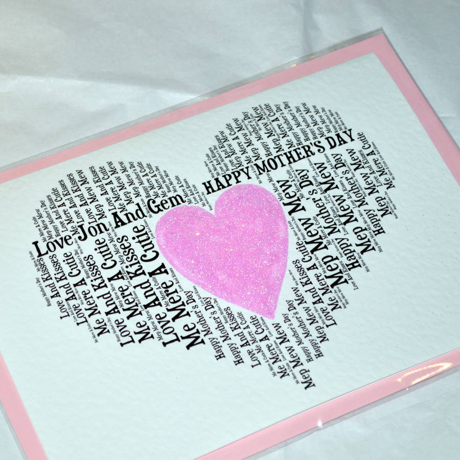 Mothers Day Pink Love Heart Sparkle Card By Sew Very English ...