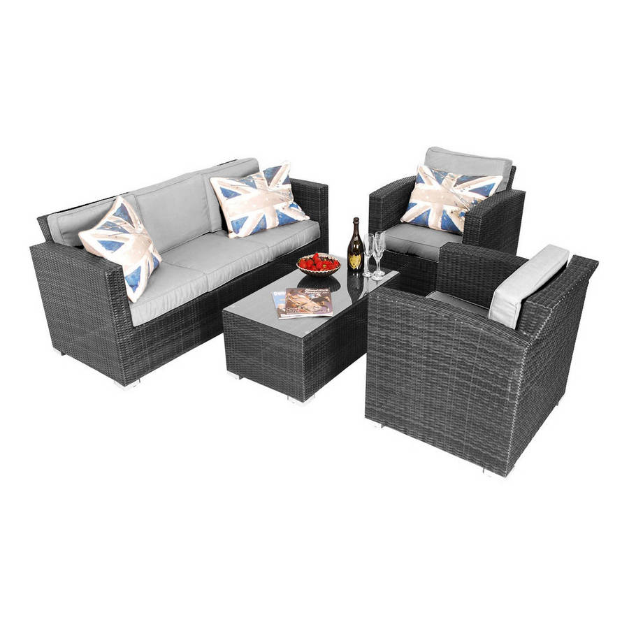 Rattan Three Seat Sofa Set In Brown Or Grey By Out There Exteriors