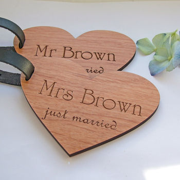 Just Married Personalised Heart Luggage Tags, 2 of 5