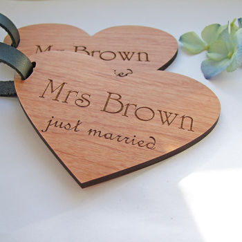Just Married Personalised Heart Luggage Tags, 3 of 5