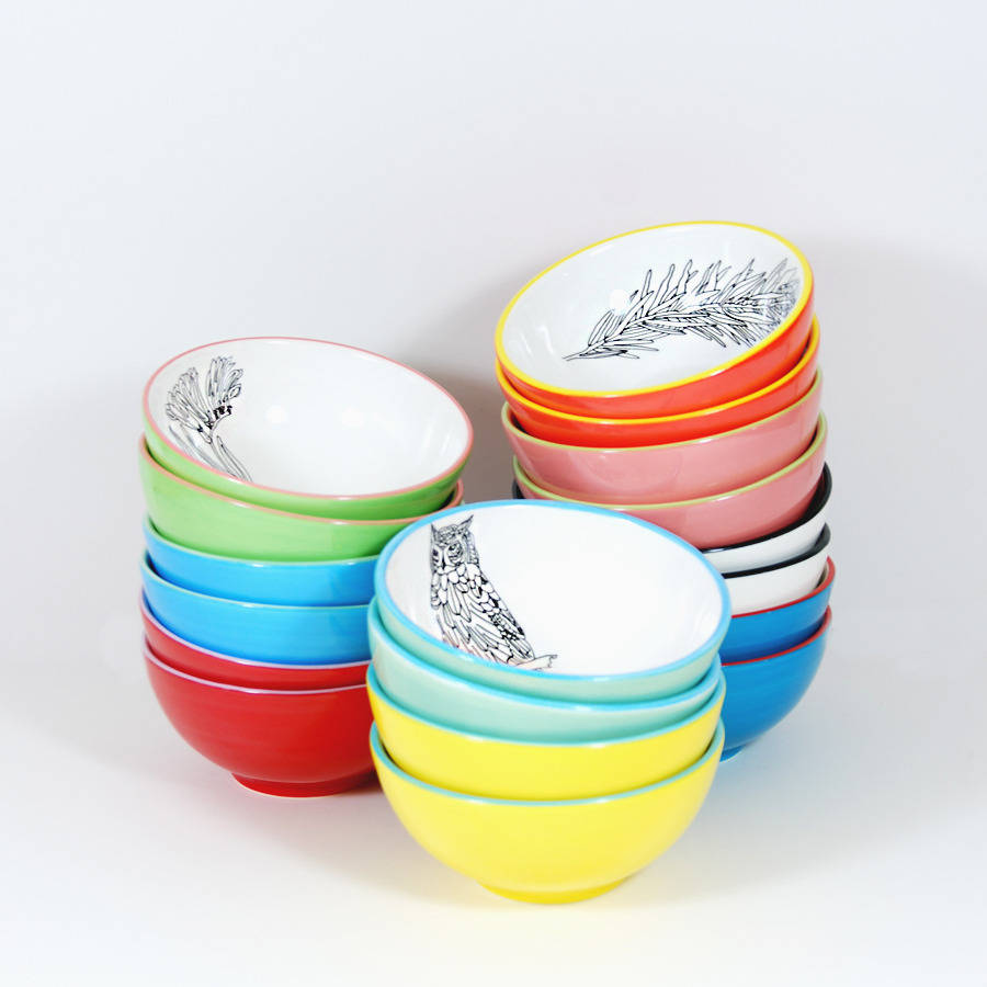 Pairs Of Illustrated Cereal Bowls By Victoria & Abigail