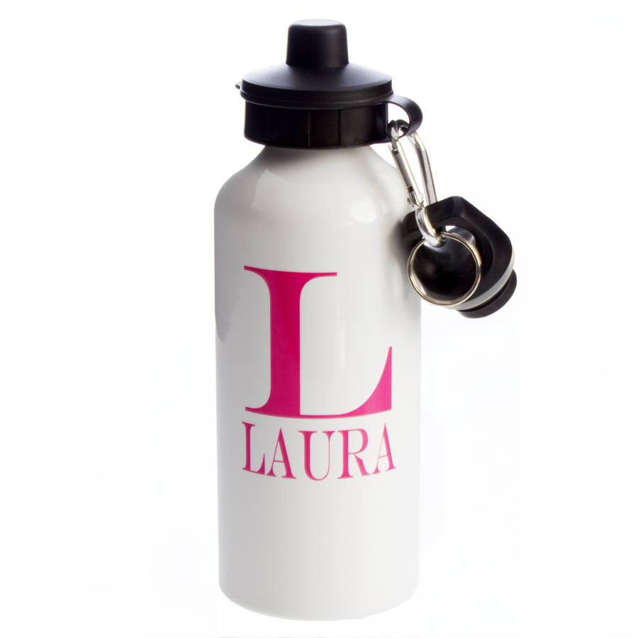 personalised colour initial water bottle by snapdragon ...