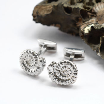 Sterling Silver Ammonite Cufflinks, 2 of 7