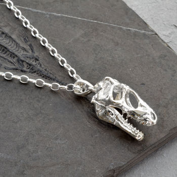 Sterling Silver T Rex Skull Necklace, 4 of 8