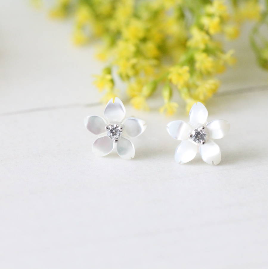 Silver Mother Of Pearl Le Blossom Earrings By Attic Silver Mother Of Pearl Le Blossom Earrings