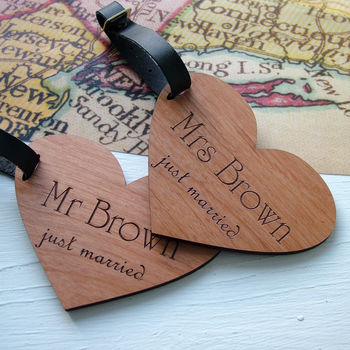 Just Married Personalised Heart Luggage Tags, 5 of 5
