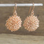Sunflower Rose/Gold Plated Silver Drop Earrings, thumbnail 1 of 3