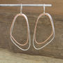 Large Silver And Rose Gold Plated Twin Drop Earrings, thumbnail 3 of 5