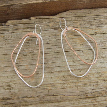 Large Silver And Rose Gold Plated Twin Drop Earrings, 4 of 5