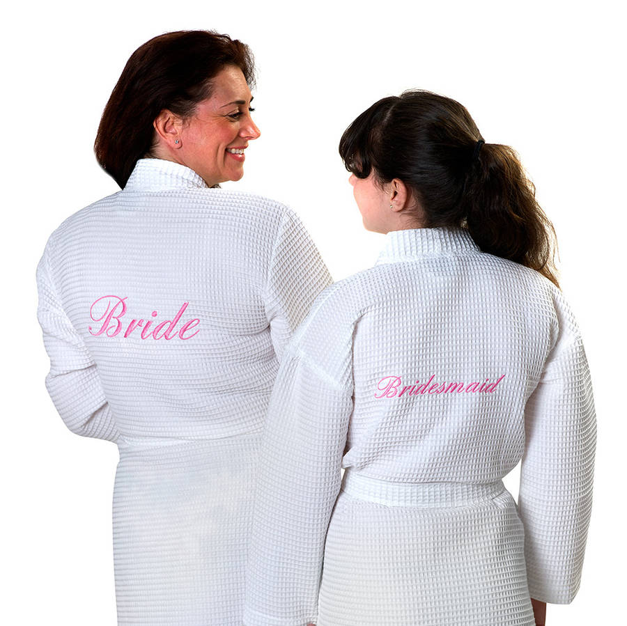 personalised bridal waffle bathrobes by duncan stewart