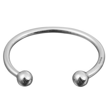 Men's Sterling Silver Ball Torque Bangle By Hersey Silversmiths