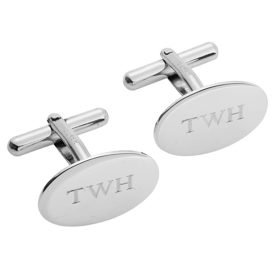 Engraved Initial Silver Cufflinks By Hersey Silversmiths | comicsahoy.com