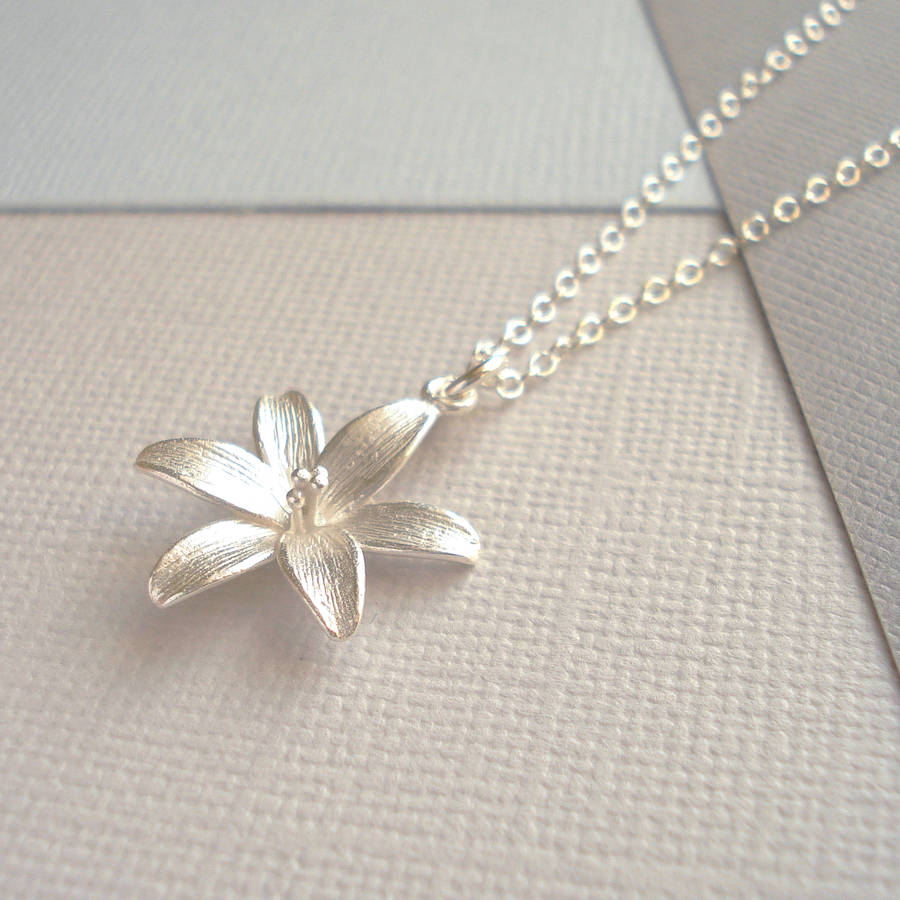 sterling silver lily necklace by mia belle
