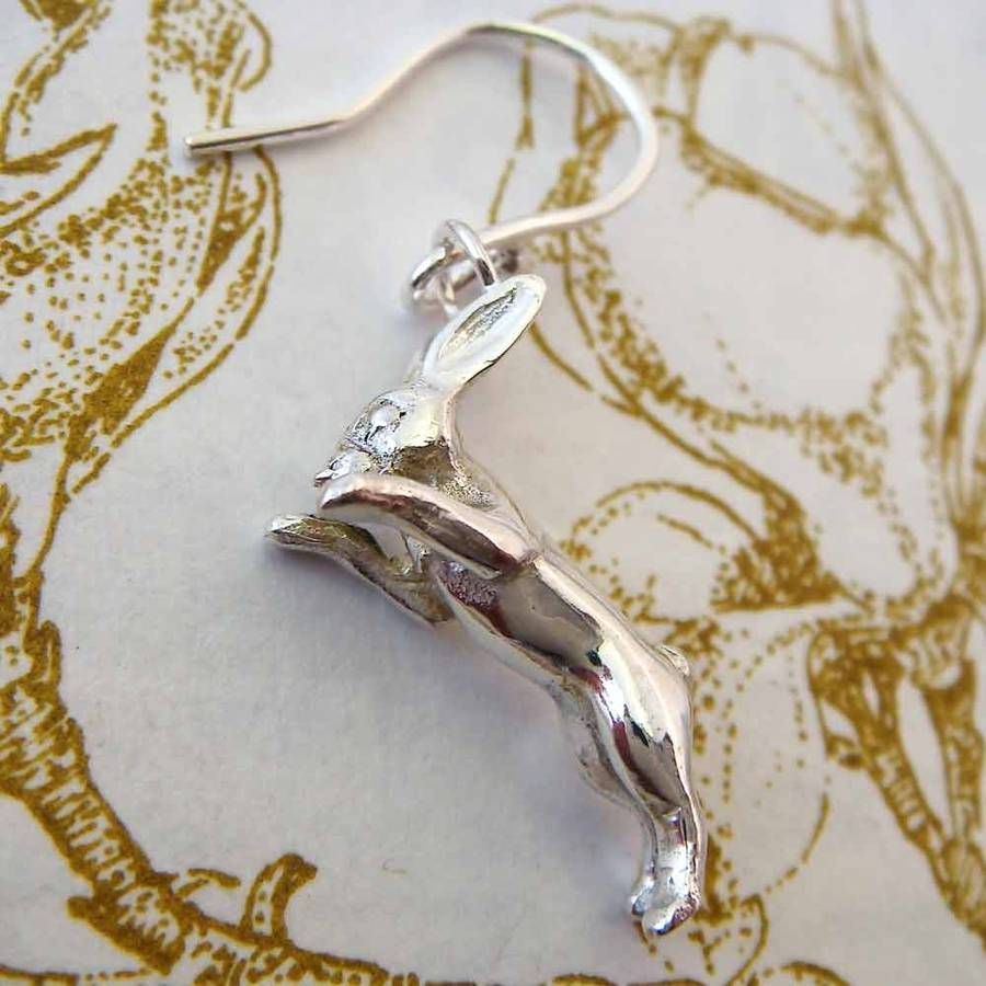 boxing hare earrings by heather scott jewellery