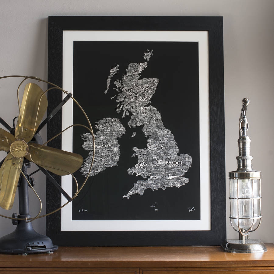Typographic Map Of Great Britain And Ireland, 1 of 11
