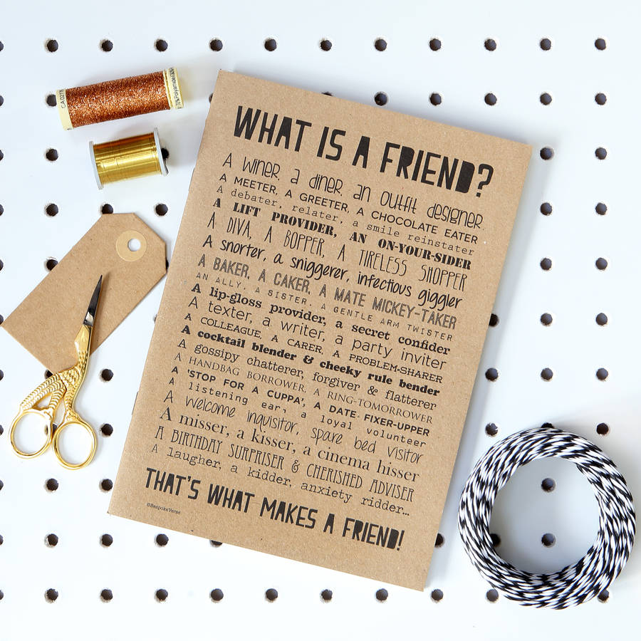 friend notebook with friend poem by bespoke verse