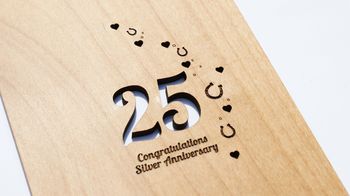 Silver 25th Anniversary Wooden Card, 2 of 5