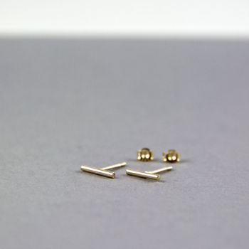 Contemporary Thin Line Bar Stud Earrings, 2 of 10