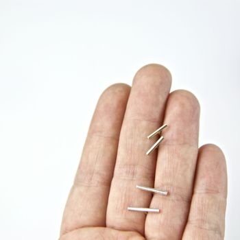 Contemporary Thin Line Bar Stud Earrings, 3 of 10