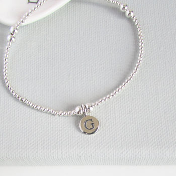 Sterling Silver Personalised Initial Beaded Bracelet, 5 of 5
