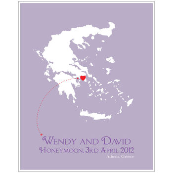 Honeymoon In Greece Personalised Print, 5 of 10