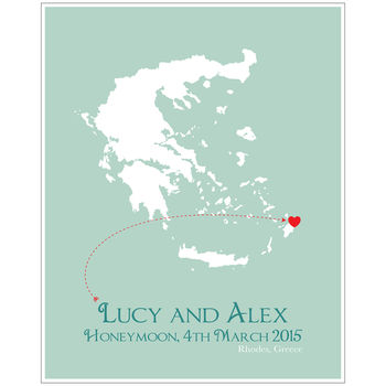 Honeymoon In Greece Personalised Print, 8 of 10