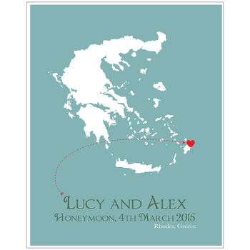 Honeymoon In Greece Personalised Print, 10 of 10