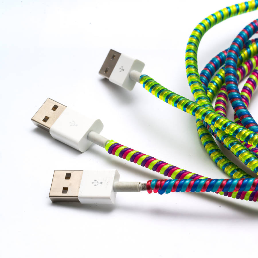 colourful charger cord wraps by get it rapt.