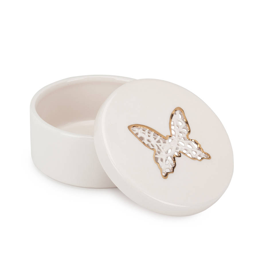 Handcrafted Tangled Butterfly Ceramic Trinket Box By Timea Sido