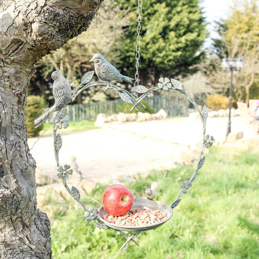 hanging heart bird dish by dibor