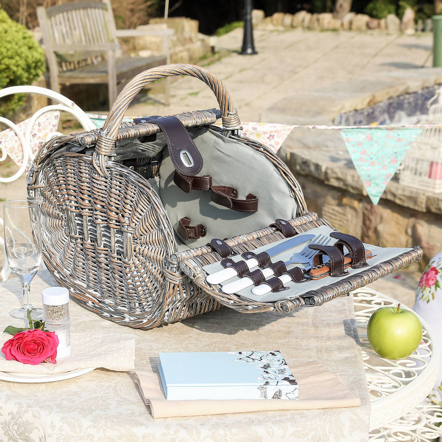 personalised kensington two person wicker picnic basket by dibor