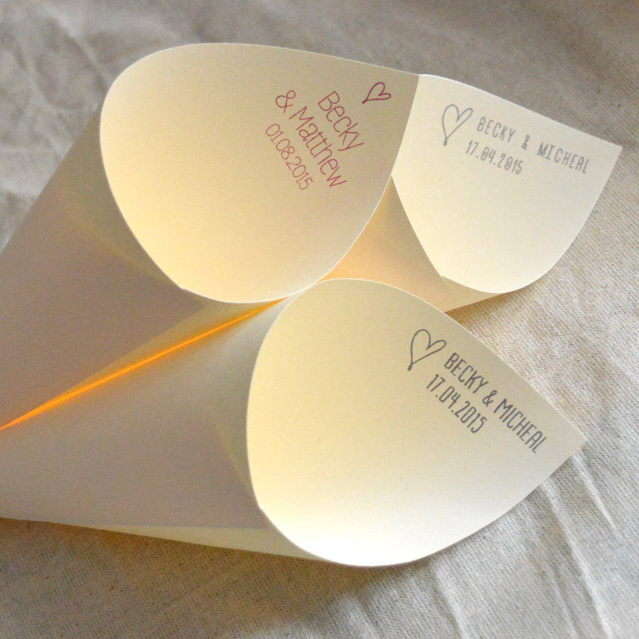 Personalised Handcrafted Simplicity Wedding Confetti Cones 100% Recycled