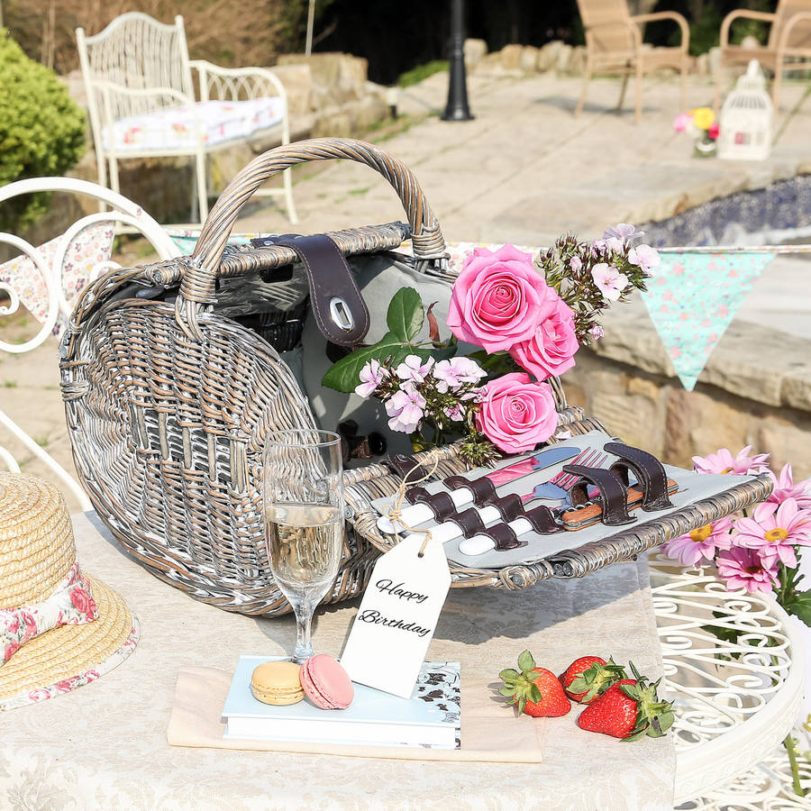 personalised kensington two person wicker picnic basket by dibor