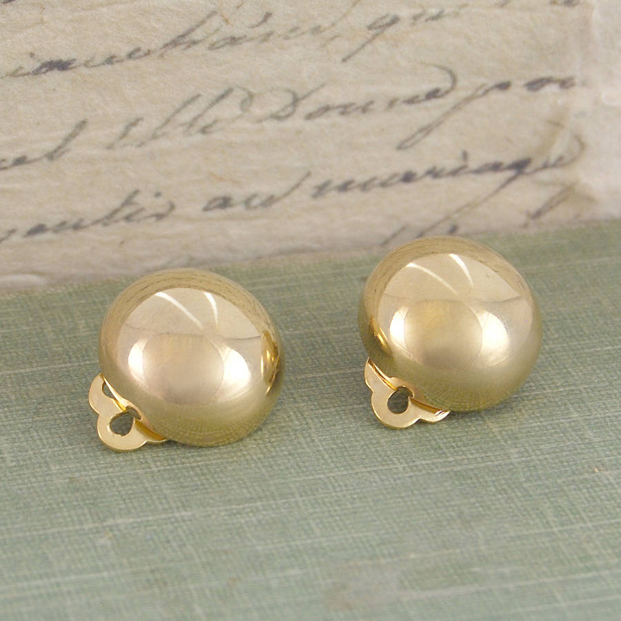 Button Gold Clip On Earrings By Otis Jaxon | notonthehighstreet.com