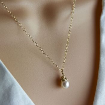 Wrapped Teardrop Pearl Necklace, 2 of 12