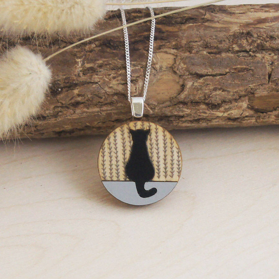 sitting cat sterling silver necklace by lucy alice designs