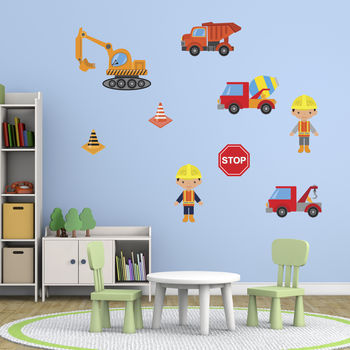 Boys Construction Site Wall Stickers Pack, 2 of 3