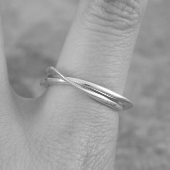 Curve Infinity Solid Sterling Silver Ring, 7 of 10