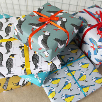 Luxury Green Puffin Gift Wrap And Card Set, 5 of 5