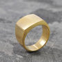 Men's Square Signet 18 K Gold Plated Silver Ring, thumbnail 1 of 5