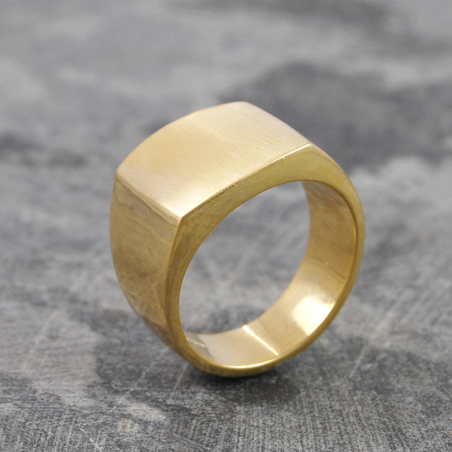 men's gold and silver square signet ring by otis jaxon silver jewellery ...