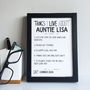 Personalised 'Things We Love About Auntie Uncle Print, thumbnail 1 of 3