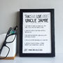 Personalised 'Things We Love About Auntie Uncle Print, thumbnail 2 of 3